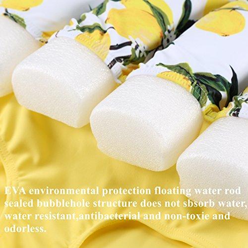 Wowelife Baby Float Suit with Arm Bands Toddler Floating Swimsuit with 8 Removable Buoyancy Sticks for Boys and Girls, 1-4 Years (Yellow Fruit, M(Chest 60,Length 42cm))