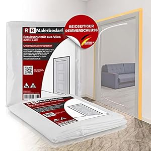 RBMalerbedarf – 1 x stofwerende deur met ritssluiting – 100% stofvrije stofdeur – 2,20 m x 1,10 m stofscherm – ideaal voor uw bouwplaats – vuilvrij & herbruikbaar – schilderaccessoires