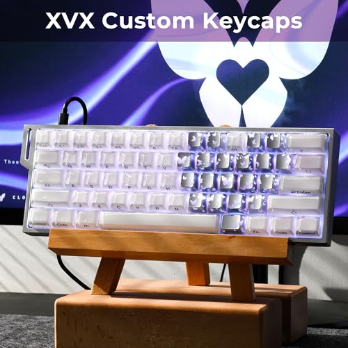 Image of HITIME XVX Butterfly Shine Through Keycaps, Love Theme Cute Custom Keycaps, Blank OEM Profile IMD Translucent Keycap, Anime Style, for MX Switches Mechanical Keyboard, Silver(Only 21 Keys