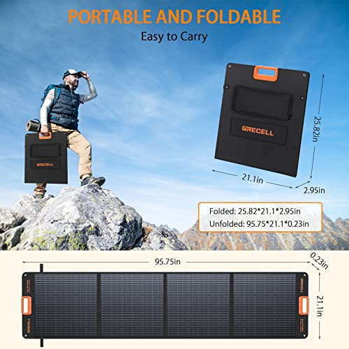 Grecell 200W Portable Solar Panel For Power Station, Foldable Solar Charger W/ 4 Kickstands, Ip65 Waterproof Solar Panel Kit W/Dc Xt60 Anderson Aviation Output For Outdoor Rv Camper Blackout thumb #7
