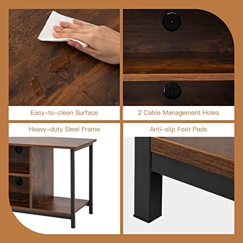 Tangkula Industrial Tv Stand For Tvs Up To 50 Inch, Entertainment Center Media Console Table With Adjustable Shelf & 2 Cable Holes, 3 Tiers Wood Television Stand Table For Living Room (Rustic Brown) #TOP7