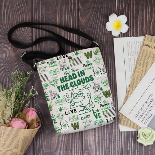 TIIMG Keep Your Head in the Clouds Gift Stoner Gift Cannabis Lover Weed Addicted Crossbody Bag3