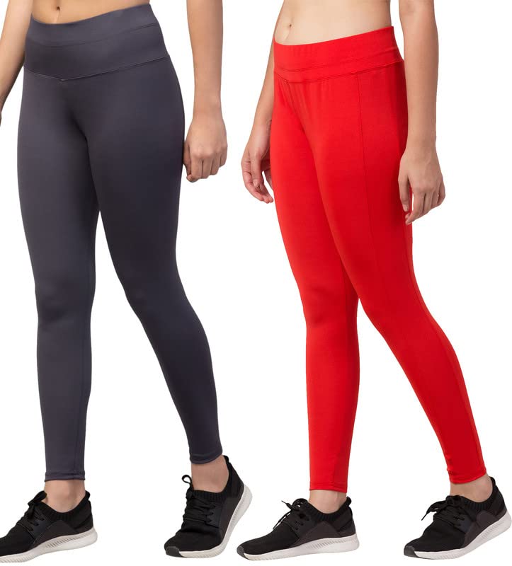 Image of BLUECON Gym wear Leggings Ankle Length Workout Pants | Stretchable Tights | Mid Waist Sports Fitness Yoga Track Pants for Girls & Women (Pack of 2)