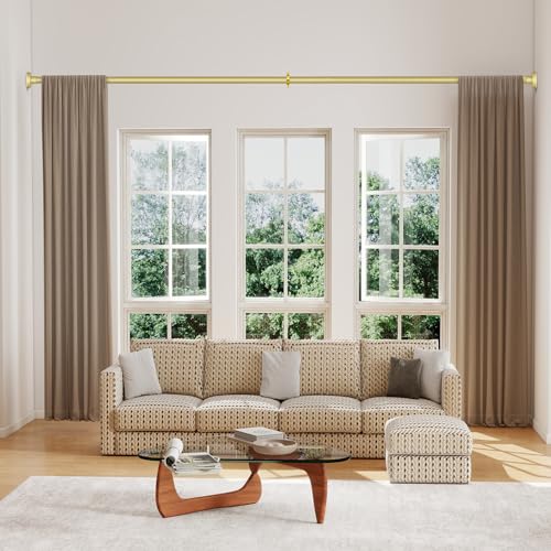 Image of Long Tension Rod 41-144inch Gold Tension Curtain Rods no Drilling