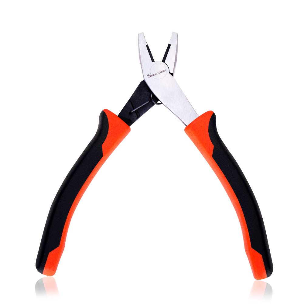 SPEEDWOX Micro Linemans Pliers Mini Combination Pliers 5 Inches Small Wire Cutters Jewelry Making Precision Fine Serrated Jaw Craft Hand Tools Spring Chrome