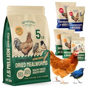 Dried Mealworms 5 lbs – Organic Non-GMO Dried Mealworms for Chickens – High Protein Chicken Feed Meal Worms for Wild Birds & Chicken Treats for Laying Hens – Chicken Mealworms Feed