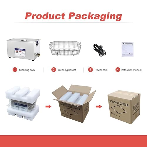 Miniatura 2 de Limpiador ultrasónico con temporizador digital y cesta.3.2L 120W máquina de limpieza ultrasónica digital con sistema de temperatura constante