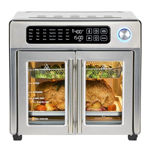 Comparison: Top Rated Toaster Oven Air Fryer 2 Emeril Lagasse Extra Large French Door Air Fryer Toaster Oven Combo, 24 Cooking Functions and Digital Controls, 7 Accessories Included, Stainless Steel Finish, 26QT Capacity
