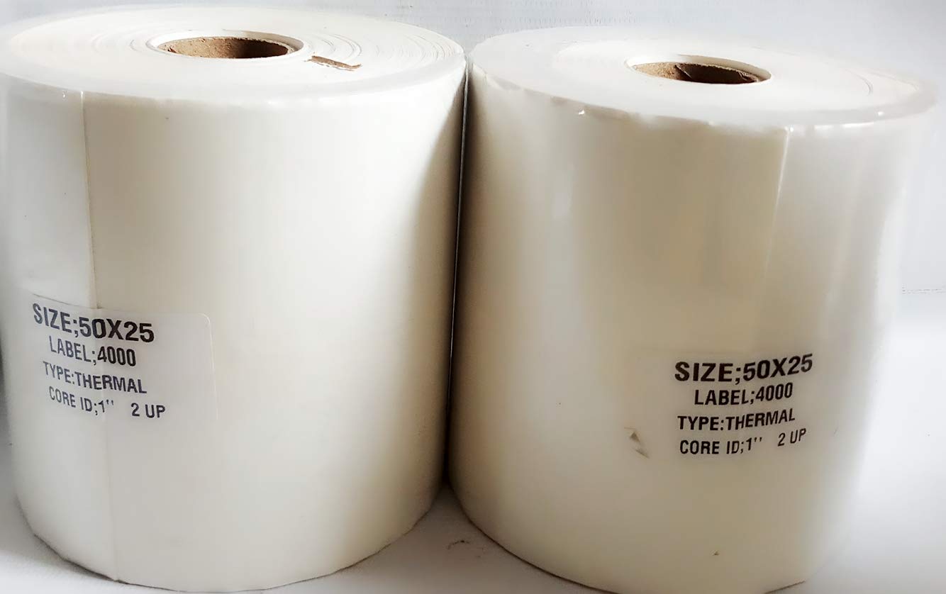 50x25 (Thermal) Barcode Labels Stickers, 4000 Label in Roll, 2up