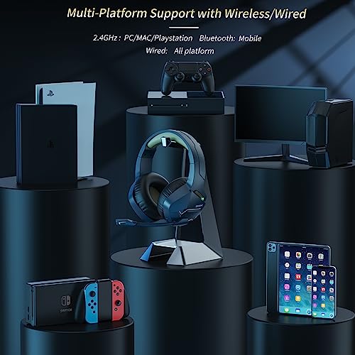 Binnune BW01 Wireless Gaming Headset With Microphone For Pc Ps4 Ps5, 2.4G Wireless Bluetooth Usb Gamer Headphones With Mic For Laptop Computer, Gold thumb #5