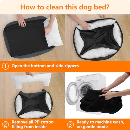 HMTOPE Hundebett, Hundesofa, Hundekissen, Hundekörbchen Abnehmbar und waschbar, Schwarz, 110 x 86 x 26 cm