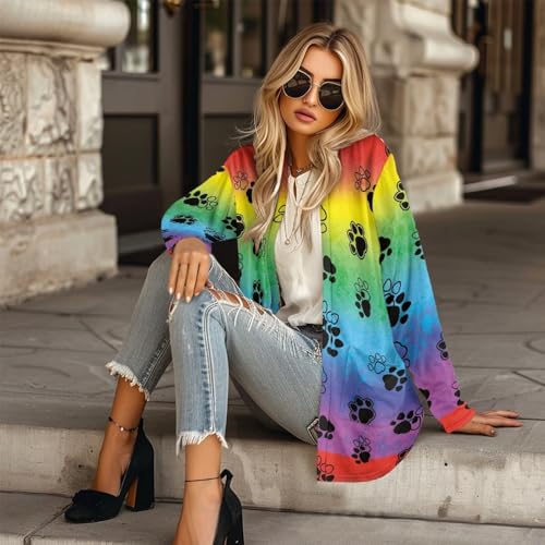 Image of Women's Open Front Cardigan Long Sleeve Loose Sweater Lightweight Soft Cardigan Jackets