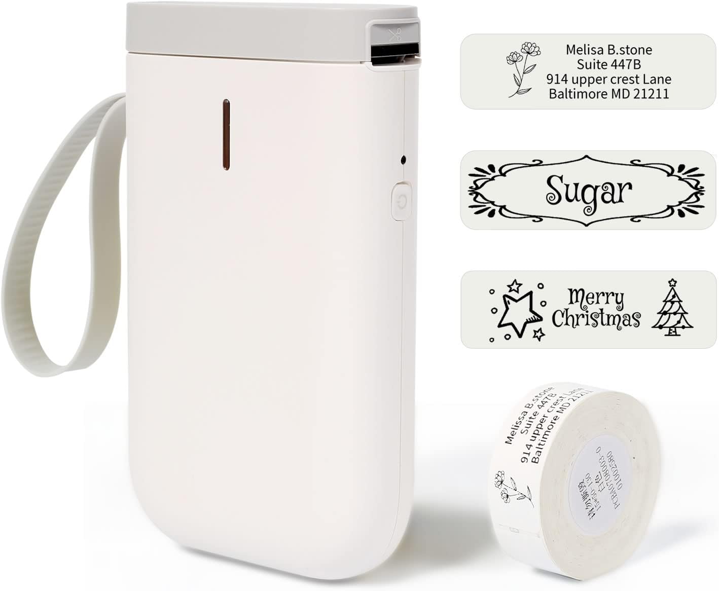 NiiMbot D11 Label Maker- 2021 Bluetooth Mini Thermal Phone Label Printer Easy to use for Food Container Labeling,Kitchen Organization, Home (D11 Printer with 1 Roll 1/2”1-1/2” Thermal Paper)-White