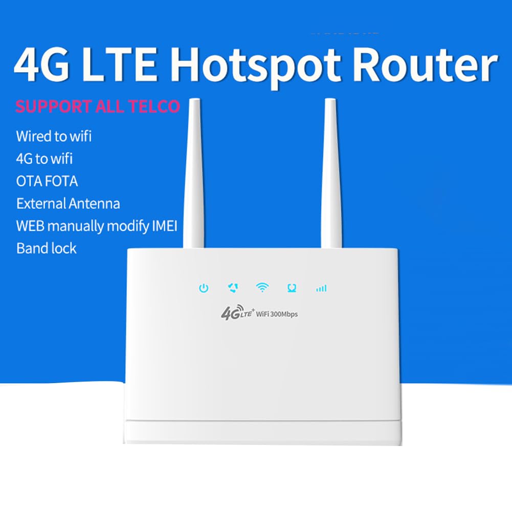 Enrutador WiFi 4G LTE Tarjeta SIM Enrutador WiFi InaláMbrico de 300Mbps Punto de Acceso DoméStico Soporte 4G a Puerto LAN 16 Usuarios WiFi-Enchufe de la UE
