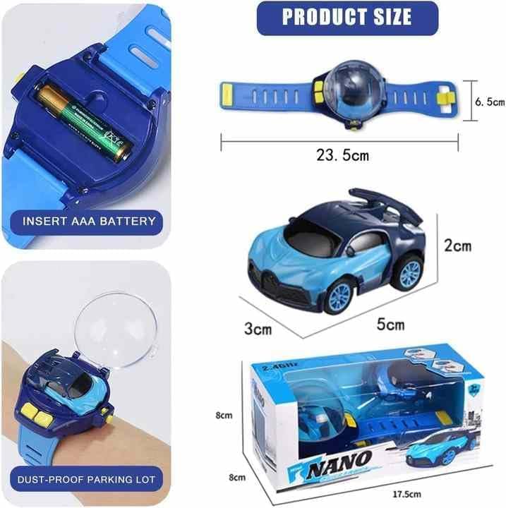Image of TEC TAVAKKAL Rechargeable RC Watch Car for Kids 2-in-1 Transforming Wrist Remote Control Metal Racing Car, 2.4GHz 30 Meter Long Range Control, USB Charging Mini Toy Wearable Car for Kids (BAW Green)