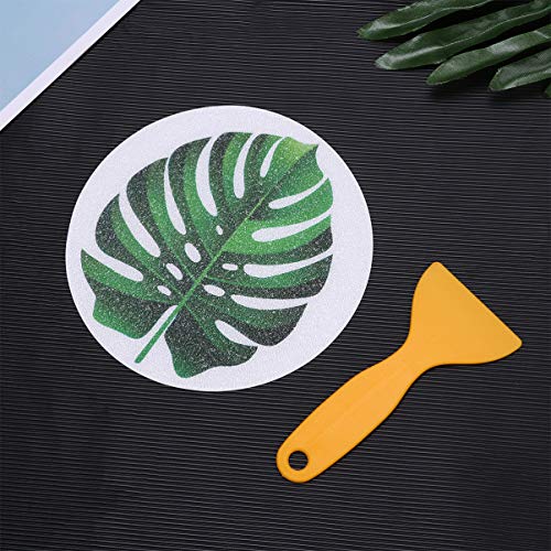 DOITOOL 8PCS Bathtub Stickers Non Slip for Adults or Kids,Monstera Leaves Patterns Anti Slip Shower Decals Non Slip Safety Adhesive Shower Appliques with 1 Scraper for Bath Tub and Shower Surfaces
