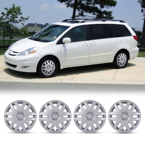 I1MOTOR Hubcaps 16 Inch Wheel Covers Fit for TOYOTA SIENNA 2004-2010 [2004 2005 2006 2007 2008 2009 2010], R16 Hub Caps Wheel Rims Cover Replacement Snap-On Steel Wheel, Set of 4, PP Material, Lacquer