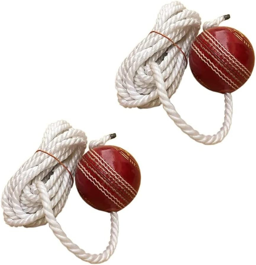 AnNafi® Hanging Ball for Practice, Knocking & Training | Hanging Season Ball with Rope IBall with a Cord Cricket Hanging Ball Made in India |Sports Leather Match Practice Hanging Cricket Ball Red