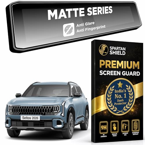 Spartan Shield MATTE Screen Guard For KIA SELTOS 2026+ NEW FACELIFT | 12.3 Inch Dual-Screen Infotainment & Instrument Cluster Protector || ANTI GLARE | Anti Scratch | Water Repellant | FINGERPRINT RESISTANT| || HTE HTE(O) HTK HTK(O) HTX HTX(A) GTX GTX(A) X Line || Car Stereo Film || Android TouchScreen Accessories [Not Tempered Glass]