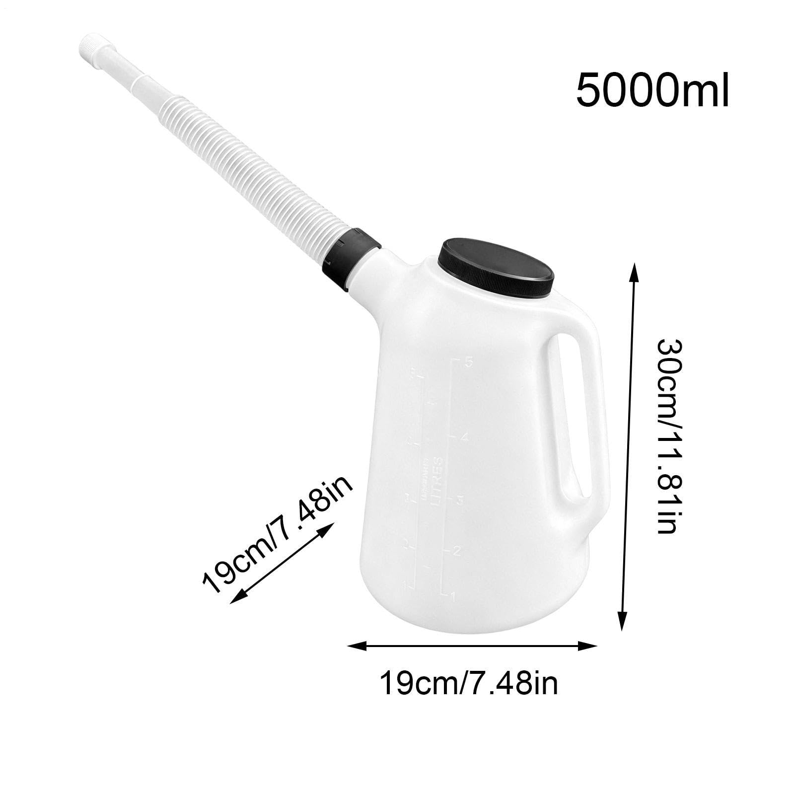 Bidon À Huile,Contenant De Vidange De Fluides De 5 Litres Avec Bec Verseur Et Couvercle,Conteneur Gradué pour Mesure d'Huile Moteur | pour Vidange Moteur de Voiture et Machine Cuisine
