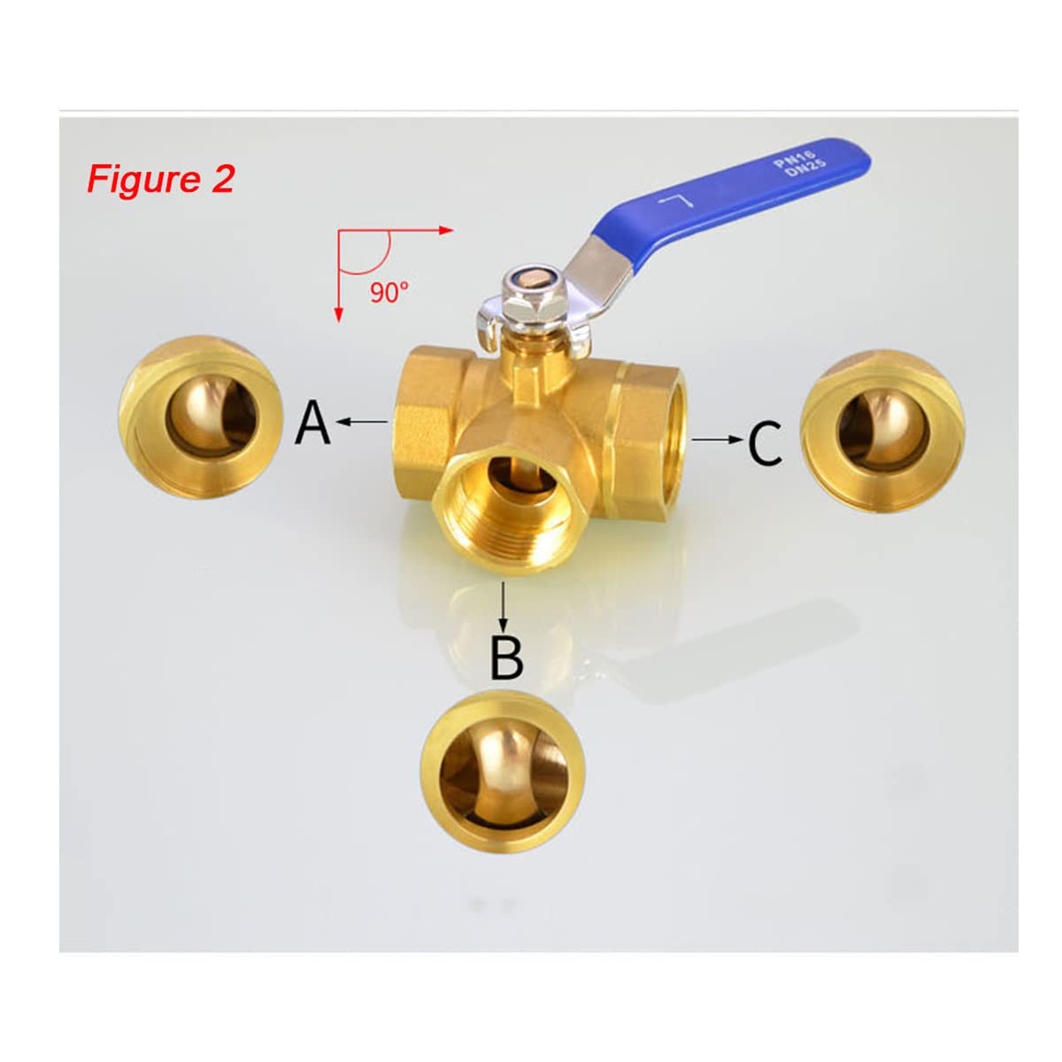 3-drogowy zawór kulowy, 1/4" 3/8" 1/2" 3/4" 1" Zawór kulowy mosiężny typu L z gwintem żeńskim, zawór kulowy pełnoprzelotowy(Dn20 3/4")