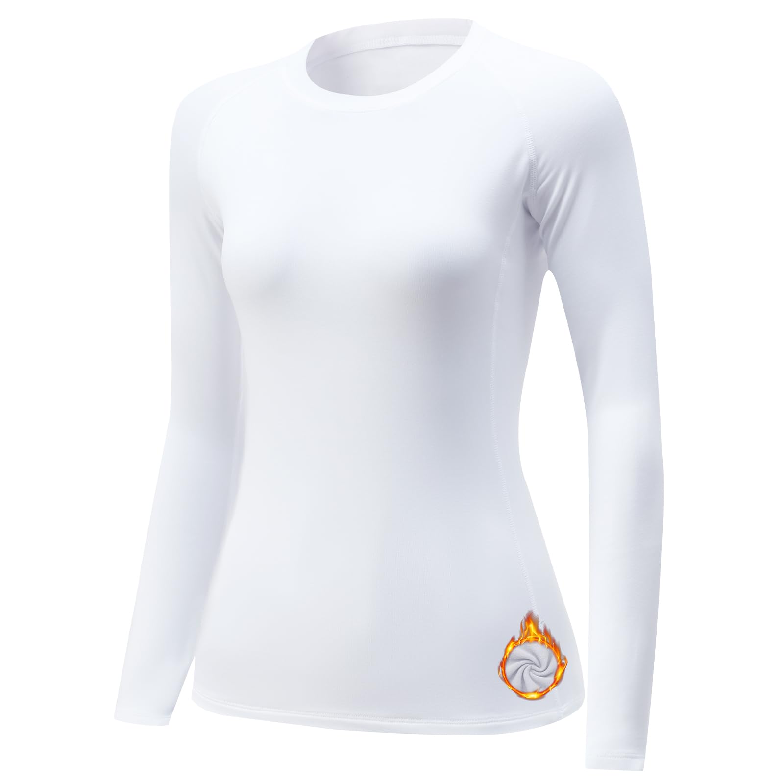 Thermal Tops Womens Long Sleeve UPF50+ Ski Base Layer Women Soft Quick Dry Thermals Stretchy Micro Fleece Ladies Gym Running Sports Tops