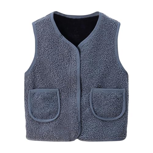 Limtula Chaleco térmico de forro polar para niños y niñas, abrigo de felpa cálido de invierno con cremallera, ajuste holgado, chaleco de forro polar sin mangas para niños