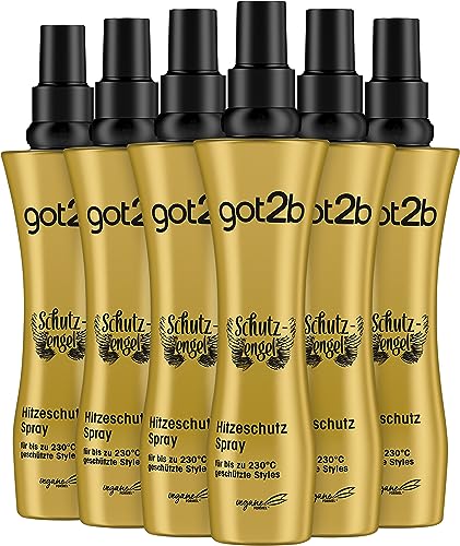 got2b Spray protector contra el calor, ángel de la guarda hasta 230 °C (200 ml), loción de peinado que protege el cabello de daños por calor, para estilos calientes con acabado brillante, no se