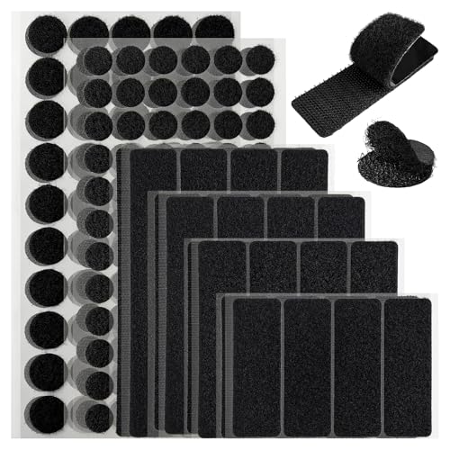Image of 138 Sets Nylon Heavy-Duty Hook and Loop Tape, Various Sizes for Crafts, Office Use, and Wall Mounting