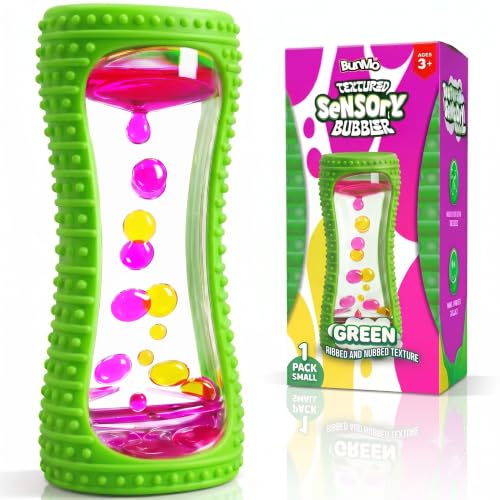 Image of BUNMO Liquid Motion Bubbler Sensory Toy for Kids & Adults - Gentle Fidget Toy for Mindfulness - Stimulating Visual Sensory Experience - Colorful Bubble Fidget Timer for Desk & Travel - Green