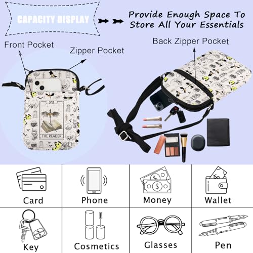 ENSIANTH Fantasy Reader -Dragonrider Merch Dragon Lover,The Reader Dragon Tarot Card Crossbody Bag Fantasy Bookish Gift3