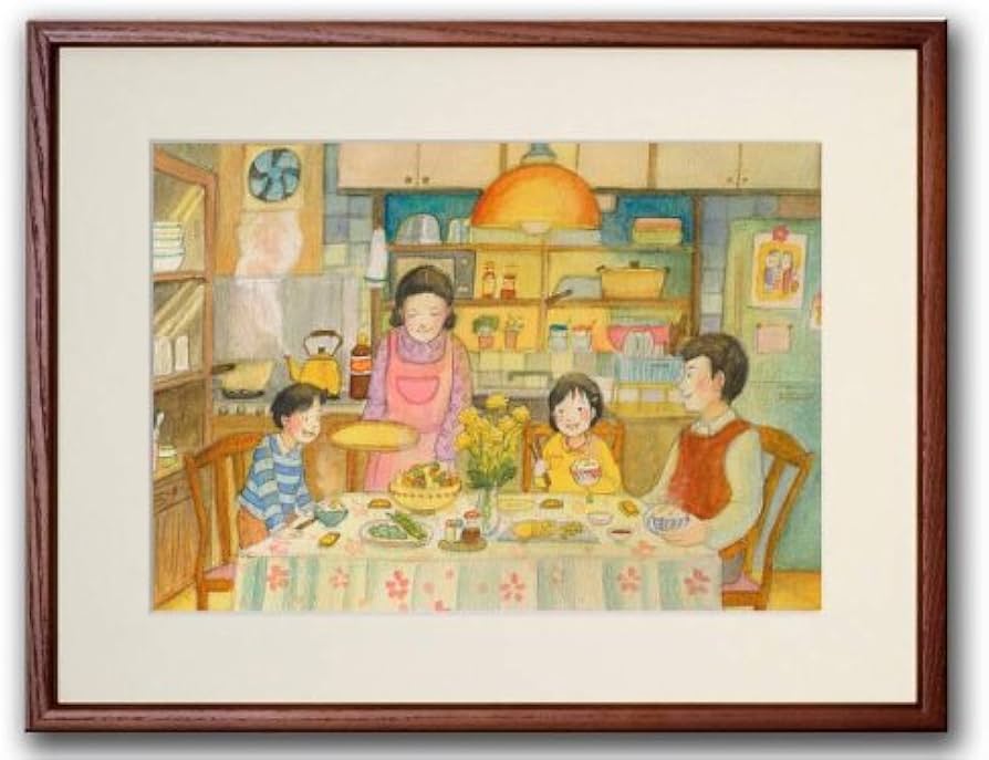 Amazon | 情景画 夕ごはん（坂道なつ）〔アクリル画・水彩画〕/ 絵画