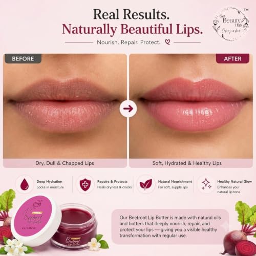 Image of Beetroot Organic Lip Butter | SPF 50 & SPF 30 | 12-Hour Soothing & Deep Moisture | Lip Brightening & Intense Hydration | 8g (Pack of 2)