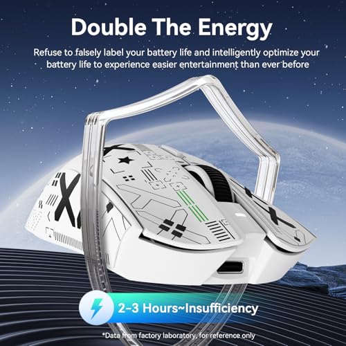 Image of MAMBASNAKE ATTACK SHARK X1 Wireless Gaming Mouse with RGB Charging Dock,PAW3395 PRO Sensor 40K DPI,1KHz Polling Rate 53g Superlight Tri-Mode Computer Mice,5 Programmable Buttons for WIN /MAC-White&Tape