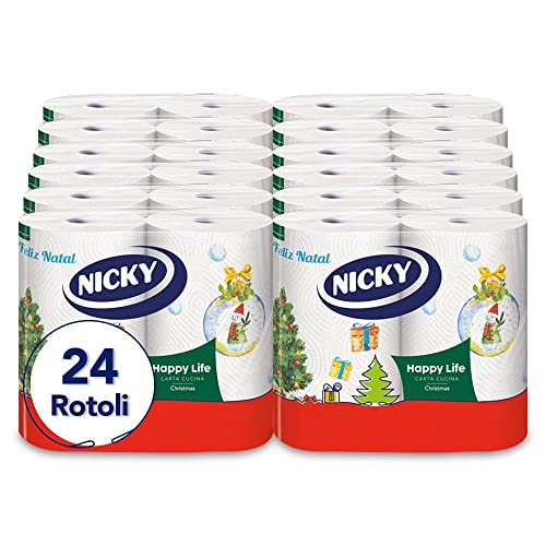 Nicky Happy Life Christmas, 24 Rotoli di Carta Cucina a 2 Veli