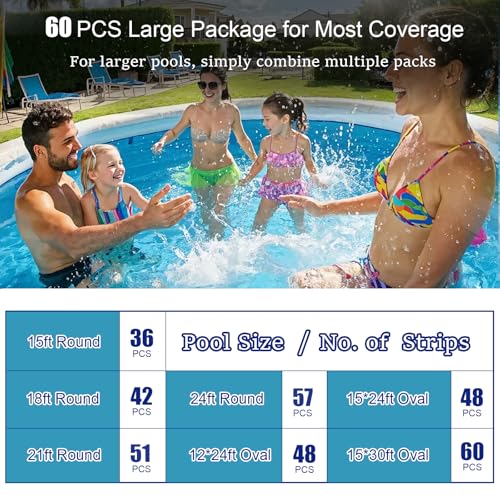 Image of 60PCS Peel and Stick Pool Cove, Closed Cell Foam Above Ground Pool Cove with Adhesive Backing, 24' Round Pool Liner Protection, Prevents Pool Liner Wear & Tear, Easy DIY Installation
