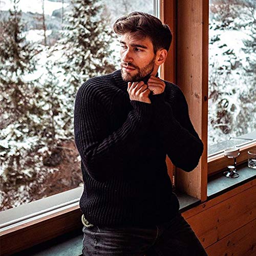 Image of COOFANDY Men's Slim Fit Turtleneck Sweater Casual Twist Patterned Pullover Knitted Sweaters