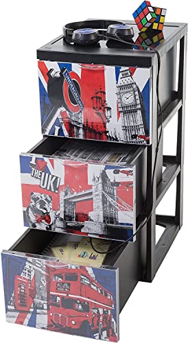 Iris Ohyama, Armoire de rangement, Commode plastique, 3 tiroirs de 15 L, avec roues, Poignées ergonomiques, Solide et Multi-usage, Salon, Chambre, Bureau - Style Chest SCF-303 - Londres