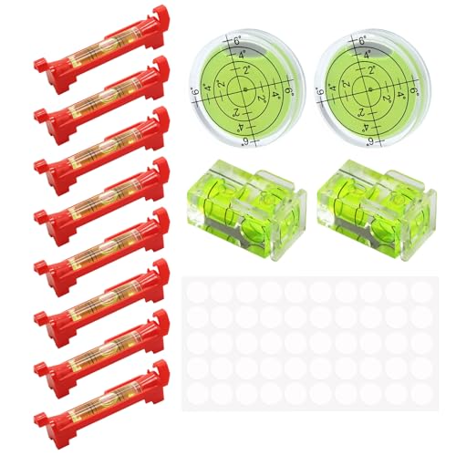 12 Piezas Set Nivel Burbuja Pequeño Nivel de Burbuja Cuadrado Redondo Mini Niveles de Cuerda Precisión Con Puntos de Pegamento para Cámara Camping Fontanería Albañilería Canalone