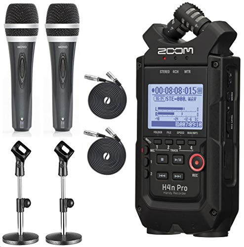 Zoom H4n PRO 4-Channel Handy Recorder with the Movo Podcasting Bundle including 2-Pack