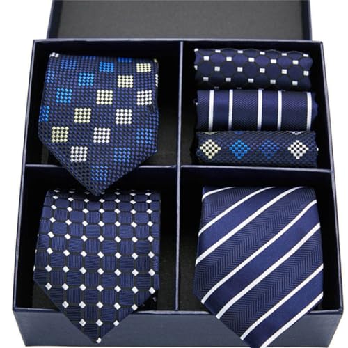 Corbata combinada con pañuelo cuadrado rayado para hombre