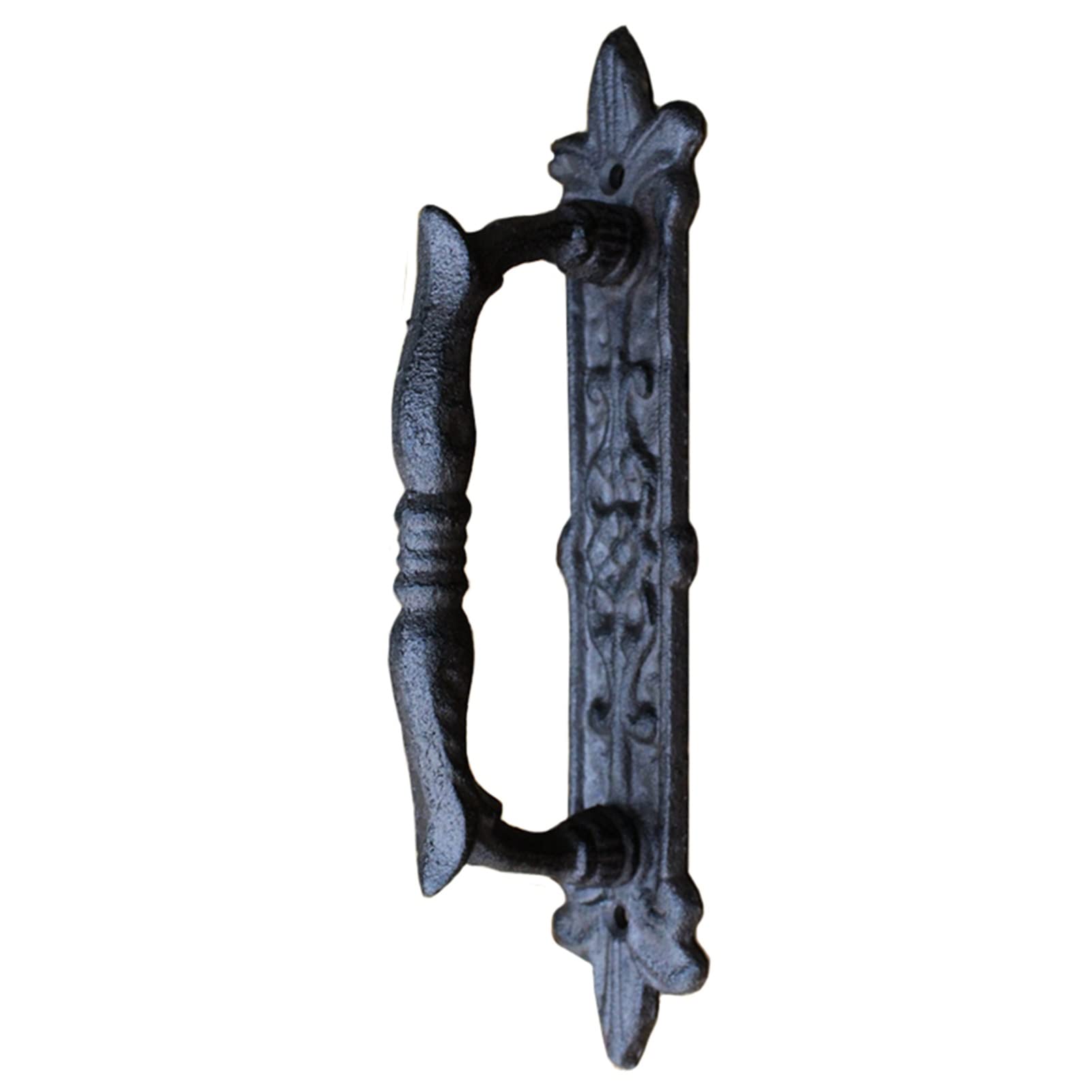 Tirador Puerta Empuje del Tirador de la Manija de La Puerta del Negro del Óxido,Manillar Decorativo de Hierro Fundido Vintage,Shpe de Un Solo Lado,para Granja/Granero/Portón/Jardín/Entrada