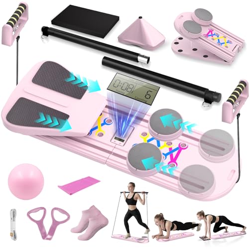 Pilates Board, Foldable Pilates Reformer Set for Home Workout with Timer - image 1