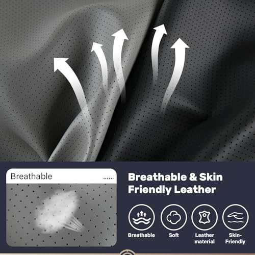 Image of Coverado Seat Cushion and Lumbar Support Pillow for Driving Seat, Neck Headrest Pillow with Adjustable Strap, Soft and Breathable PU Leather, High Density Memory Foam for Neck & Lower Back Pain Relief