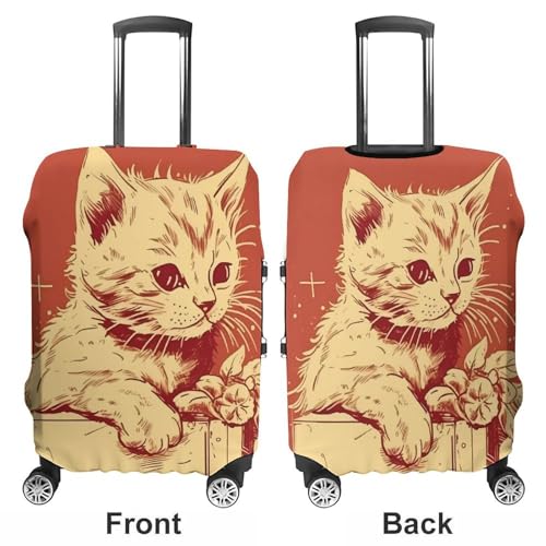 Housse de valise de voyage durable élastique chat blanc L