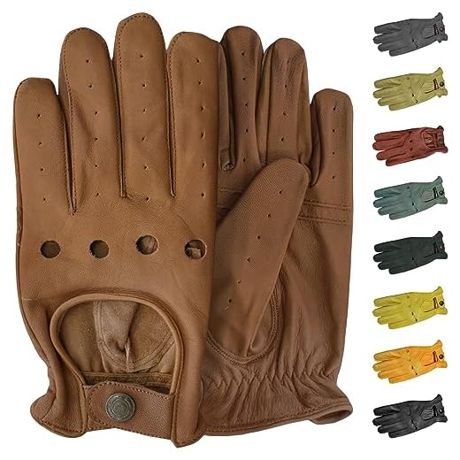 German Wear, Herren Driving Autofahrer-Handschuhe Lederhandschuhe (Karamell, 10=XL)