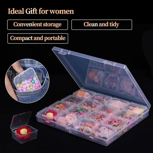 Image of Bead Organizer - 64-Compartment Clear Plastic Craft Organizers and Storage Box with Secure Hinged Lid, Jewelry Charms & Diamond Painting Art Supplies Organizer for Beads, Small Parts (64 pcs)