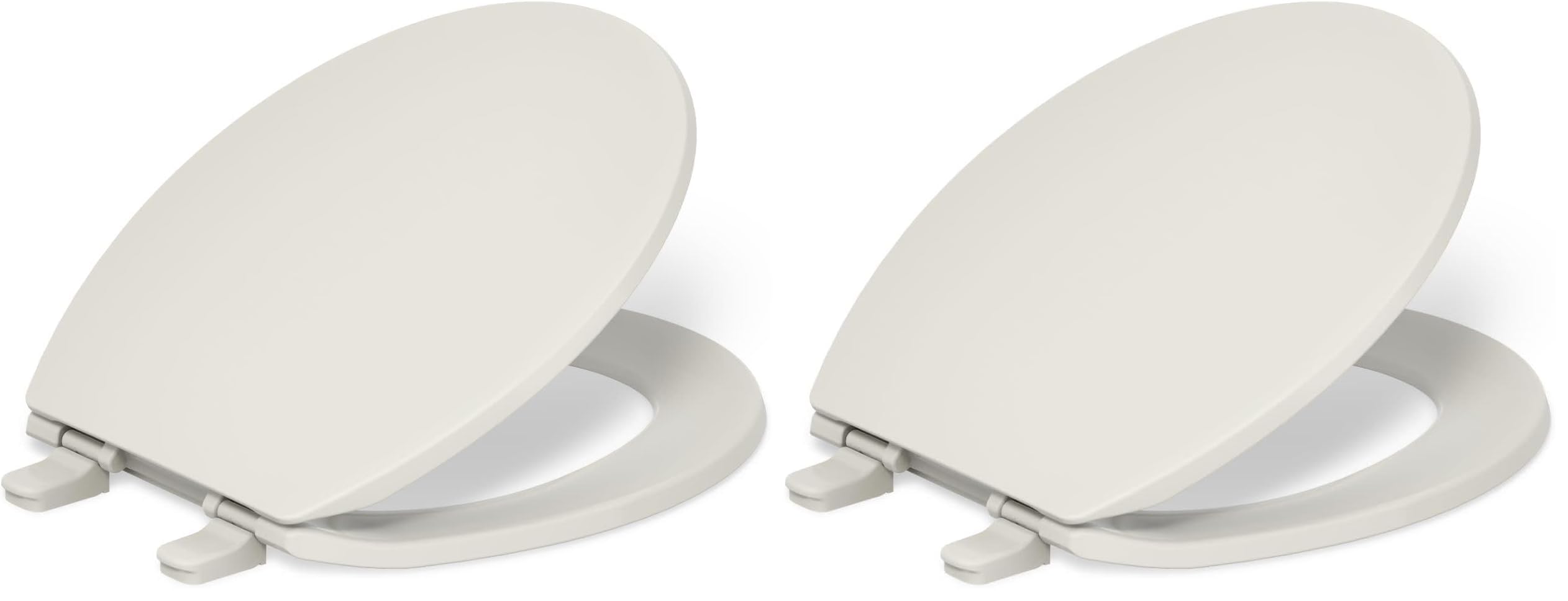 KOHLER K-4775-47 Brevia Round Toilet Seat with Quick-Release Hinges And Quick-Attach Hardware For Easy Clean, Almond (Pack of 2)