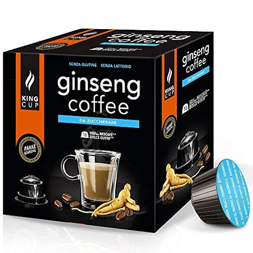 King Cup - 6 Paquetes de 10 Cápsulas Compostable de Ginseng Sin Azúcar, 60 Cápsulas 100% Compatible con el Sistema Nescafè Dolce Gusto de Bebida con Sabor de Ginseng, Sin Gluten y Sin Lactosa | Ya disponible en tu tienda friki favorita! En mundofriki.es!