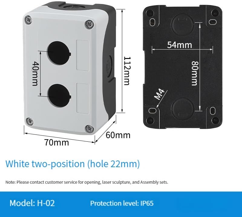 CZKE 1Pc Waterproof Button Box Switch Control Box 1/2/3/4/5hole Industrial Indicator Light Electrical Plastic Emergency Stop Box 22mm (Color : 2Hole)